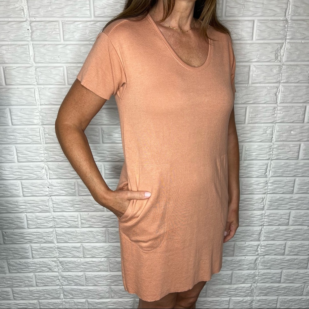 ZARA Salmon Pink Shift Dress with Front Pockets Size S